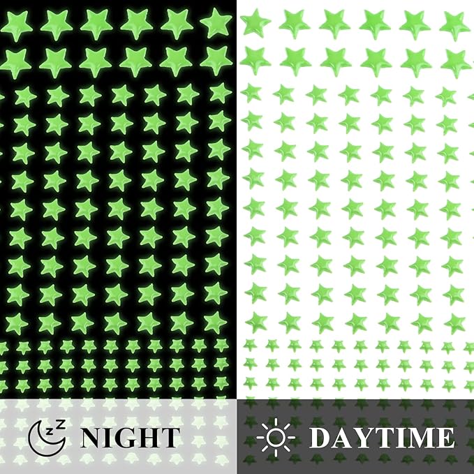 Glow in The Dark Stars Decals Decor 633 Pcs Luminous Dot Stars, 3D Starry Stars Glow in The Dark Stickers for Ceiling or Wall and Kids Bedroom Décor