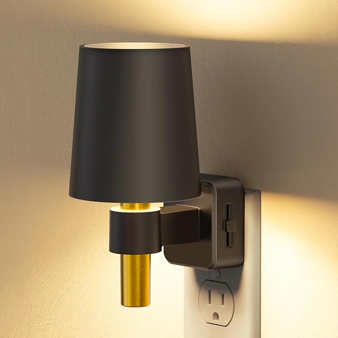 Night Light, Dimmable Night Lights Plug into Wall, Dusk to Dawn Sensor, Soft White 3000K, 0-100LM, Plug in NightLight, Vintage Night Light Compact for Hallway Bedroom Stairway