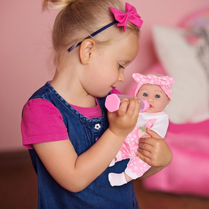 DONTNO 12" Baby Doll with Backpack Carrier in Gift Box,12 Inch Realistic Baby Dolls with Clothes and Accessories,Toy Pretend Play Collection for 3+ Child Girls Gifts