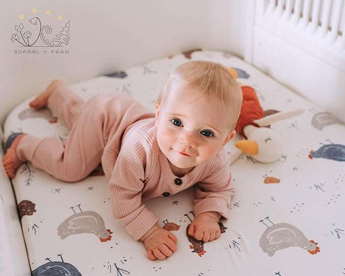 Baby Bassinet Sheets for Boy, Girl (Farm Animals) 2-Pack - Fitted Bedside Bassinet Sheets - Buttery Soft Cotton Blend for Standard Mattress Pad - Compatible with Halo BassiNest