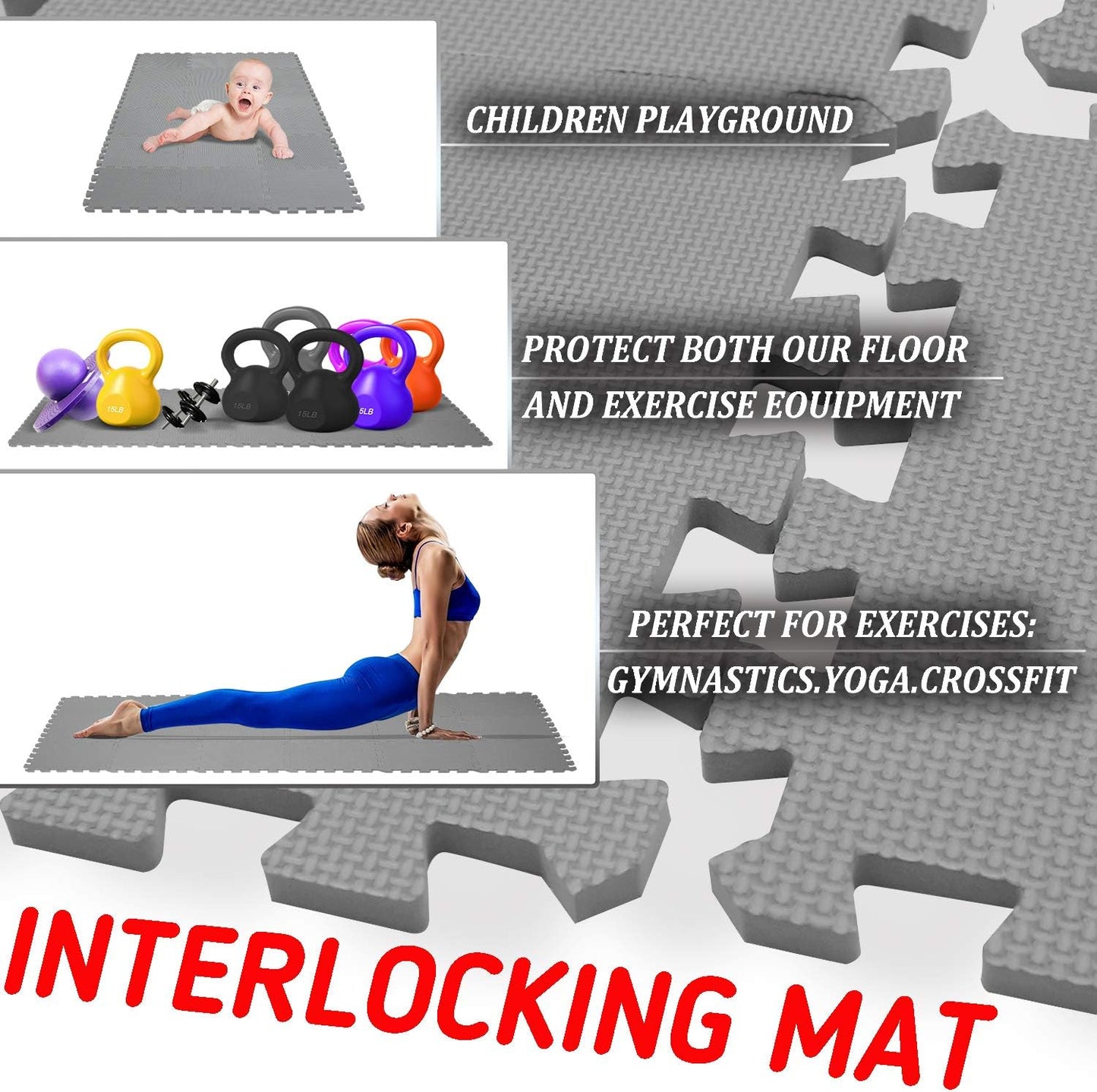 XMTMMD Soft Non-Toxic Foam Baby Play Mat | Toddler Playmat | EVA Foam Interlocking Tiles for Gym, Nursery, Playroom | 18 Squares Foam Floor Mats for Kids & Babies | Colorful Jigsaw Puzzle Play Mat