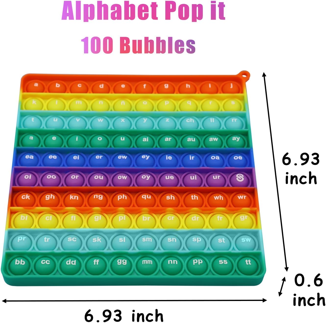 Both Side Word Pop Fidget Game, CVC Word, Alphabet, Letter, ABC, Phonics Pop it Board, Square Popper, Montessori Educational for Kindergarten Classroom Kids 1 2 3 Year Old