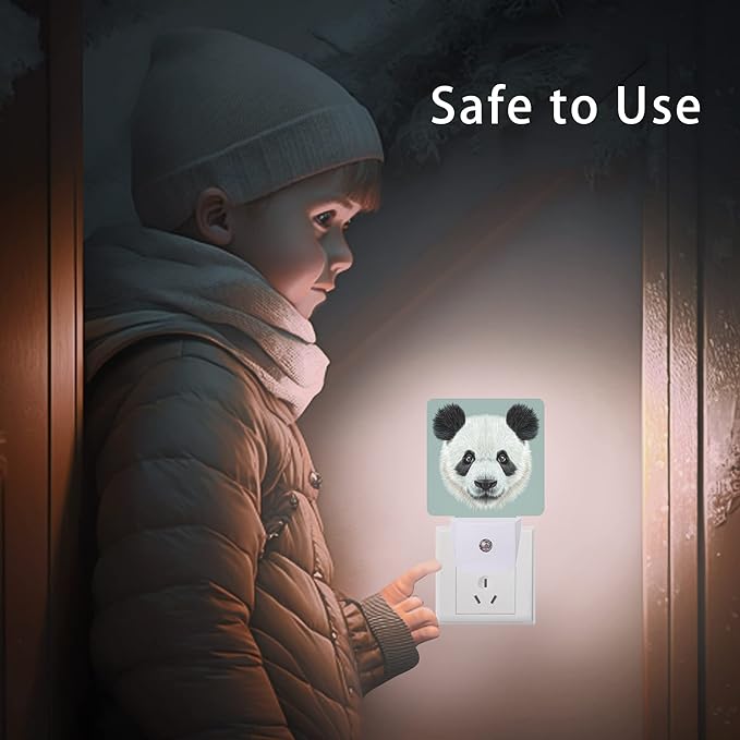 Panda Night Light,Cute Animal Asian Bear Night Lights Plug into Wall with Dusk to Dawn Light Sensors 0.5W Led Night-Lights for Stairway/Hallway/Bedroom St Patrick's Day Décor
