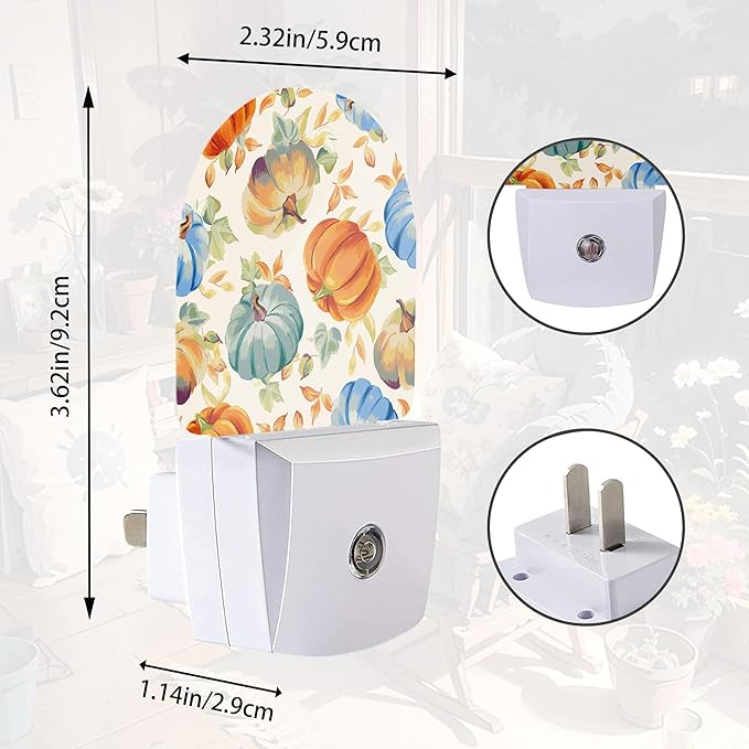 Thanksgiving Pumpkin Night Light,Night Lights Plug into Wall with Dusk to Dawn Sensor,Lamp for Bedroom Bathroom Hallway Nightlight for Women Girls