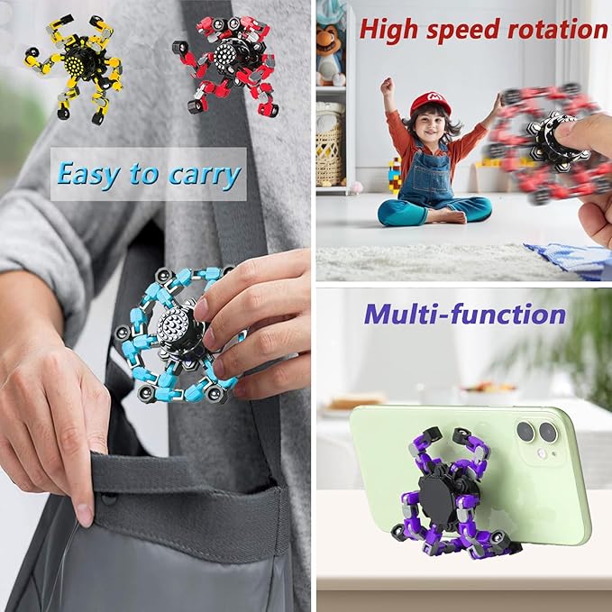 6pcs Transformable Fidget Spinners Children's Advanced Fidget Toys for Stress Relief Ideal Fidget Spinners for Sensory Toys for Boys and Girls with Autism，Party Favors