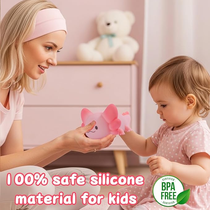 Tremdwoto Axolotl Night Light, 7 Colors Changing Cute Night Light for Kids with Dimmable & Timer,Lovely Rechargeable Novelty Nursery Light,Baby Room Decor,Axolotl Gifts for Girls and Boys