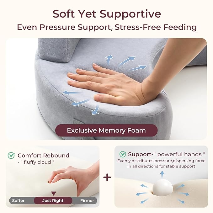 Momcozy CozyPro Nursing Pillow for Breastfeeding - All Around Ergonomic Comfort & Support - Pioneering Safety Fence - Plus Size Wider Feeding Pillow with Lumbar Support for Easier & Healthier Nursing