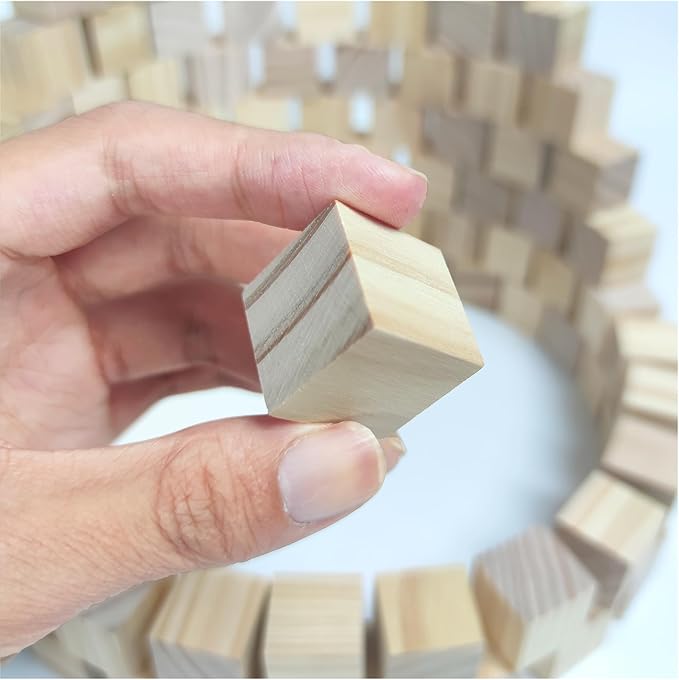 100 PCS 1 Inch Wooden Cubes,Unfinished Wood Blocks for Crafts,Wood Square Blocks for Crafts,Natural Blank Square Wooden Blocks