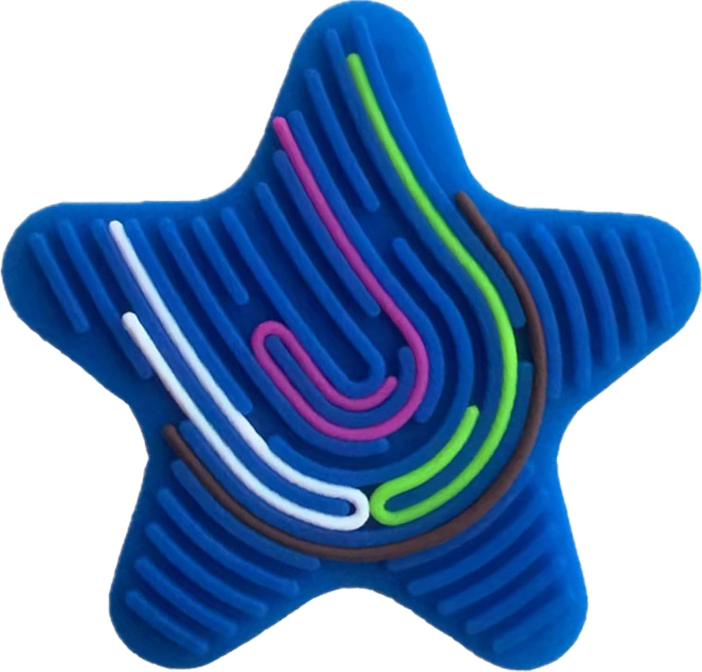 Sensory Activity Board,Double Side Silicone Calm Down Fidget Toy,Silent No Mess,Anxiety Relief Stress,ADHD & Autism,Portable with Travel Bag & 10 Strings (Pentagram Blue and Heart Red)