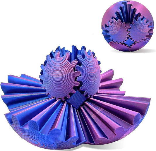 Gear Ball 3D Printed Fidget Toy, Gear Sphere Desk Toy, Stress and Anxiety Relief Ball for Adults at work/study/travel