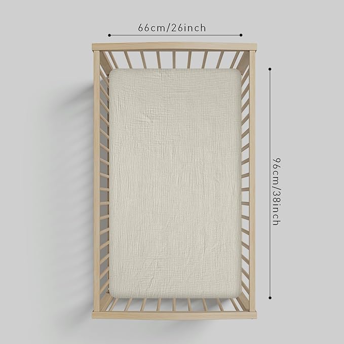 Muslin Mini Crib Sheets, 2 Pack for Baby Boy and Girl, Soft Breathable Stretchy Baby Pack N Play Mattress and Mini Cribs Sheet, Universal Fitted Portable/Mini Crib Mattresses (Gentle Colors)