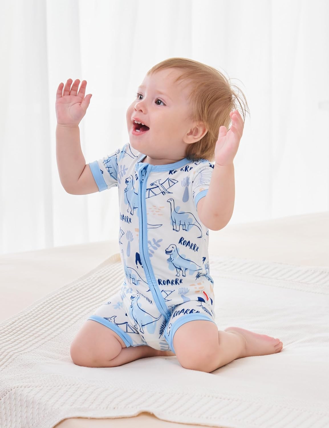 Baby Boys Bamboo Viscose Short Sleeve Romper Soft Comfy Infant Summer Jumpsuit