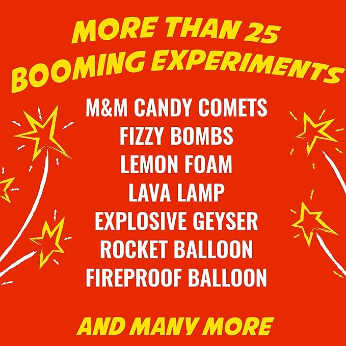 Playz Kaboom! 50+ Explosive Science Experiments Kit for Kids Age 8-12 with 25 Playz Lab Token Experiments - Chemistry Set STEM Learning & Educational Toys & Gifts for Boys, Girls, Teenagers & Kids