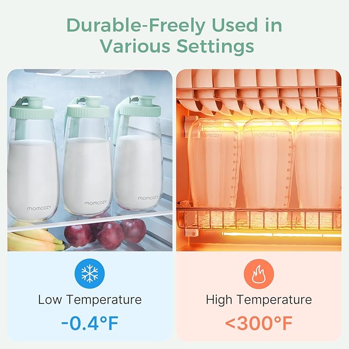 Momcozy Glass Breast Milk Pitcher, Formula Breastmilk Storage Container, Heat & Cold Resistant, No Leak Pitcher for Breastmilk with Wide Mouth, Fast Baby Formula Maker, 48OZ, 1 Count