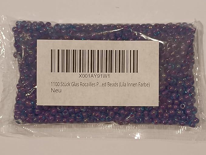 Perlin Glass Seed Beads 4mm 6/0 Round 1100pcs Mini Small Pony Spacer Beads Kit for Jewelry Making Earrings Bracelets Pendants Waist DIY Handmade (Purple Inside Colour)