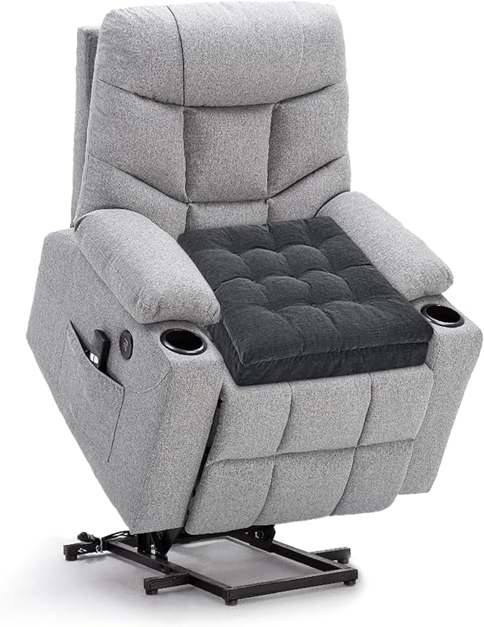 HAVARGO Recliner Cushions for Elderly, 20x20x5 Inch Thick Chair Cushion Patent Design Soft Tufted Dual Layer Booster Seat Cushions for Seniors Recliner Risers Gray 1P