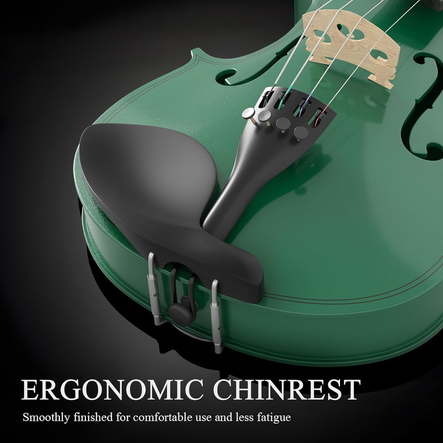 4/4 Beginner Violin Kit for Adults, Complete Full Size Violin Set with Portable Case, Bow, Rosin, Green
