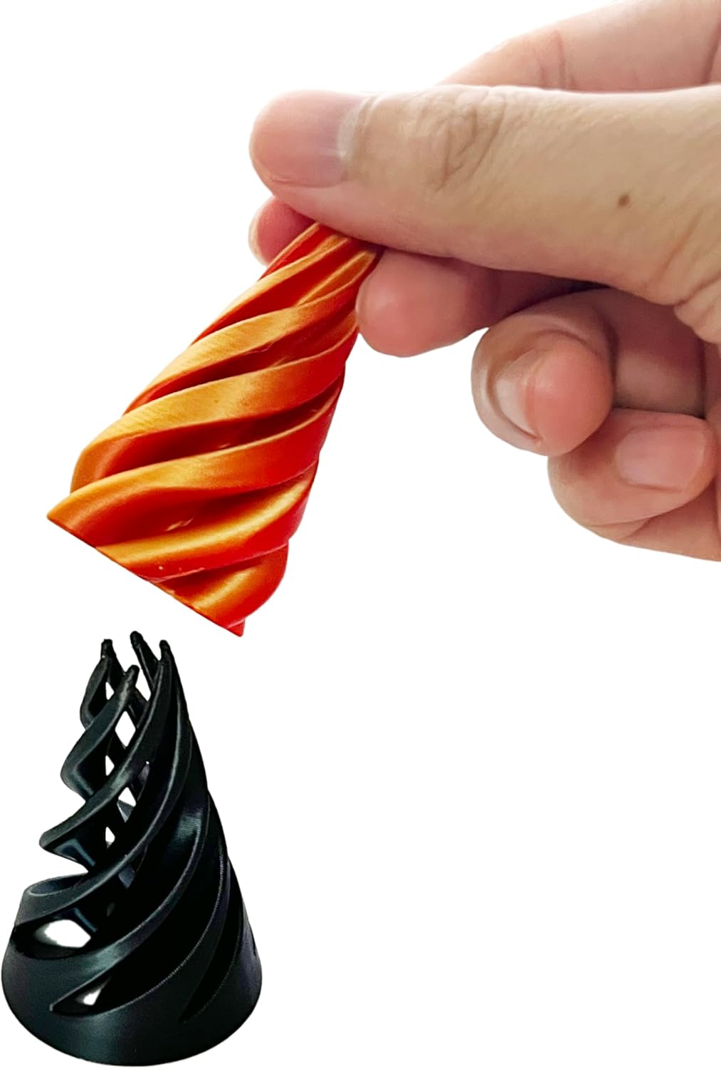 Spiral Cone Fidget Toy, 3D Printed Spiral Cone Toy, Impossible Cone Toys, Pass Through Pyramid Fidget Toy, Mini Vortex Thread Illusion, Spiral Decompression Push Toys (Cone)