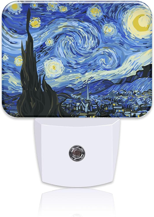 Starry Sky Abstract Painting Plug in Night Lights, Starry Sky Nightlight Plug Into Wall Dusk to Dawn Sensor for Kid Girls Boys Women Men Bedroom, Hallway, Kitchen, Bathroom, Stairs Decor