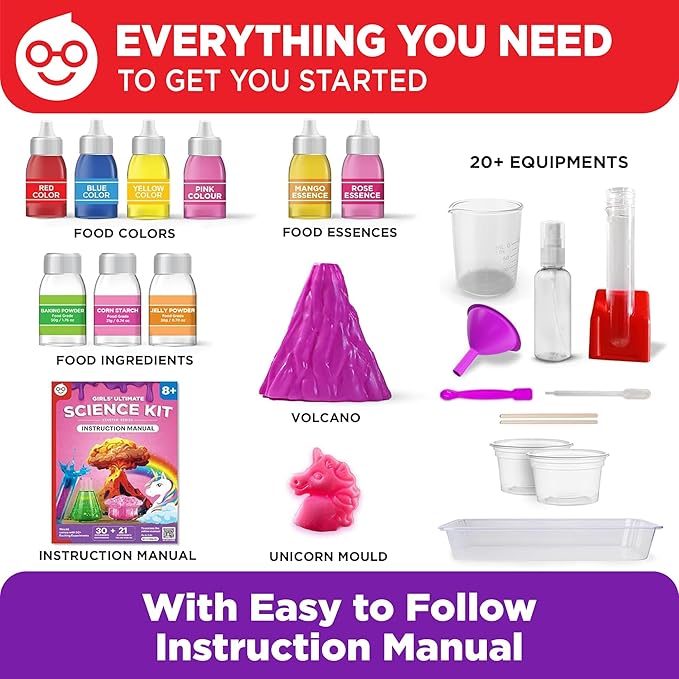 Doctor Jupiter Girls' Science Kit, Chemistry Set for Kids Ages 8-10-12-14 | Birthday Gift Ideas for 8,9,10+ Year Old Girls | STEM Toy Kit with 50+ Experiments | Learning & Educational Projects