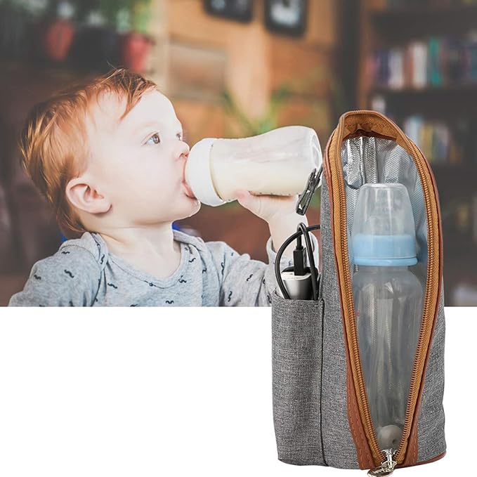 2sets USB Bottle Warmer Heater with Automatic Temperature Control Portable Travel Cup Cover for Car Use Go Feeding Grey