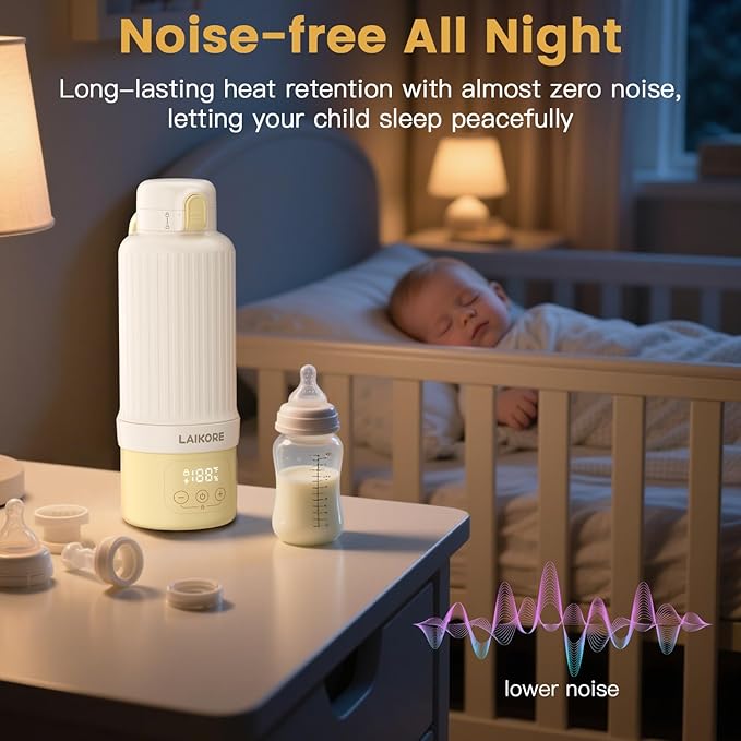 2025 AI Portable Baby Bottle Warmer for Travel – 17oz Cordless Milk Warmer with Detachable Battery, USB Rechargeable Breast Milk Warmer, Baby Bottle Heater for Home and On-The-Go Use