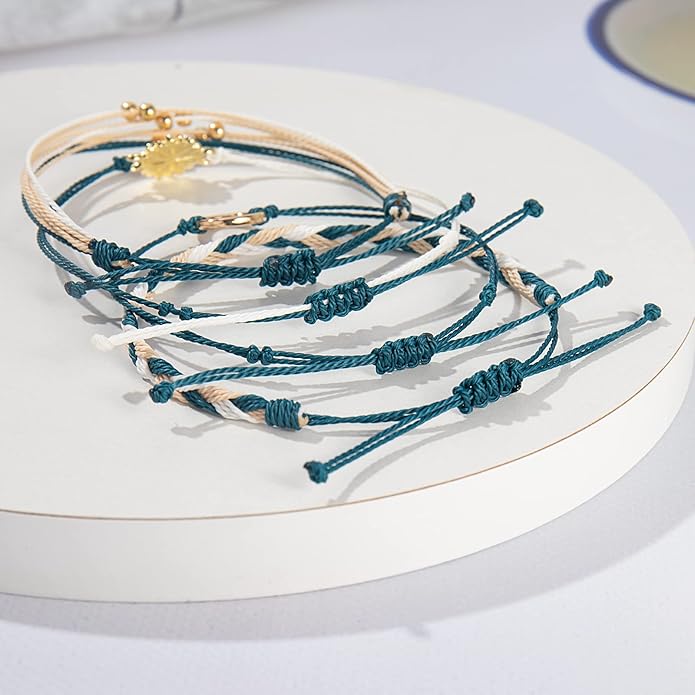 FANCY SHINY Sunflower String Bracelet Boho Braided Rope Wrap Bracelets Cute Summer Beach Surfer Jewelry for Women Christmas Gifts