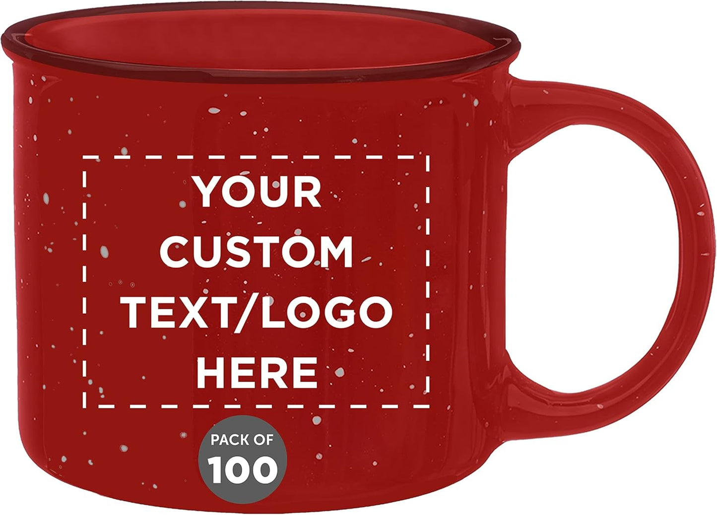 DISCOUNT PROMOS Custom Ceramic Campfire Coffee Mugs 13 oz. Set of 100, Personalized Bulk Pack - Perfect for Tea, Espresso, Cappuccino, Hot Cocoa - Red