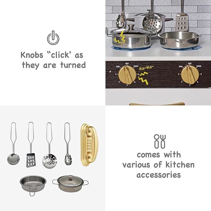 Wooden Play Kitchen Toy Set with Light, Kids Children Pretend Toy Kitchen Playset with Sink Play Toy,Oven Microwave,Toddler Cooking Set Toy for Ages 3+ Baby Girls Boys