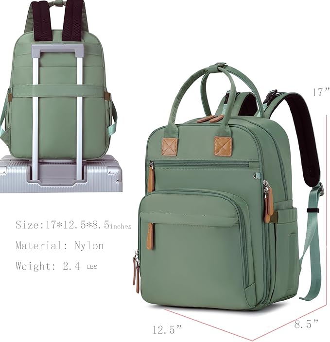 18 Pockets Large Diaper Bag Backpack with Waterproof Pockets and Stroller Buckle, Convertible Baby Bag (Green, Large)