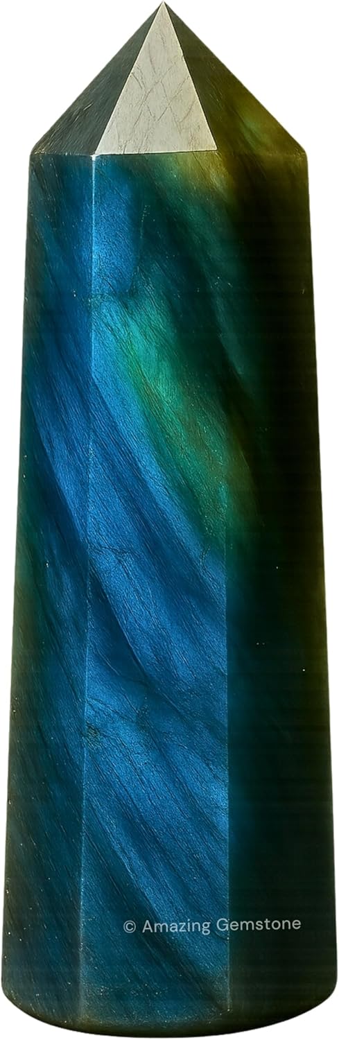 Amazing Gemstone Labradorite Crystal Towers - Natural Healing Crystal Point Obelisk for Reiki Healing and Crystal Grid (2 Inch to 3 Inch)