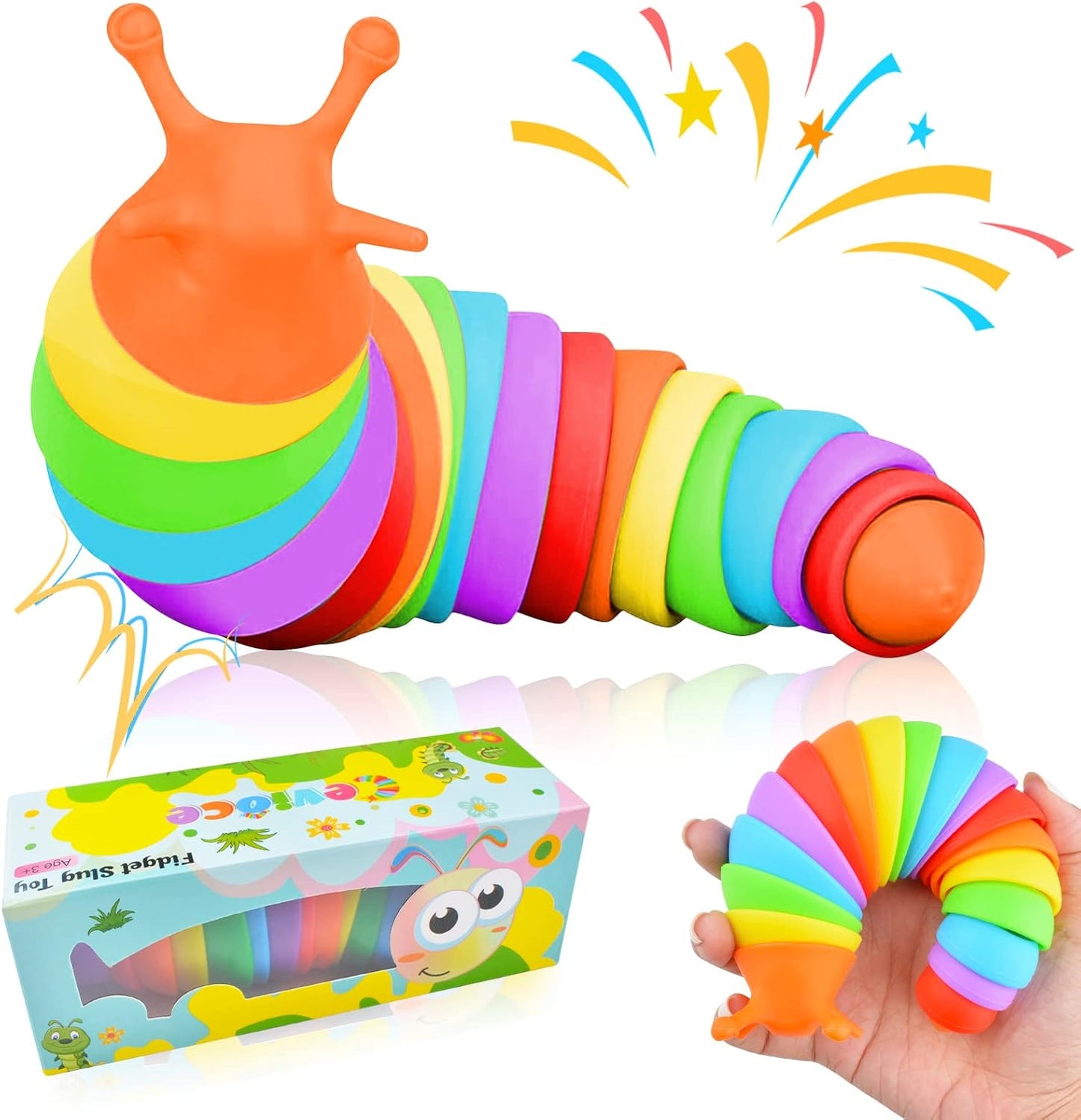 Cevioce Fidget Slug Toy, Sensory Slug Fidget Toy for Kids & Adults, 1 PC Cute Autism Sensory Toys for Autistic Children｜Great Birthday Gift for Girls Boys - Easter Basket Stuffers for Toddlers Kids