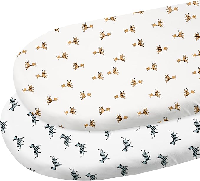 Gllquen Baby Bassinet Sheets 2 Pack, 100% Organic Cotton Bassinet Fitted Sheets for Girls Boys, Soft & Breathable Unisex Baby Mattress Sheet for Standard Bassinets 33"x17"(Yellow)