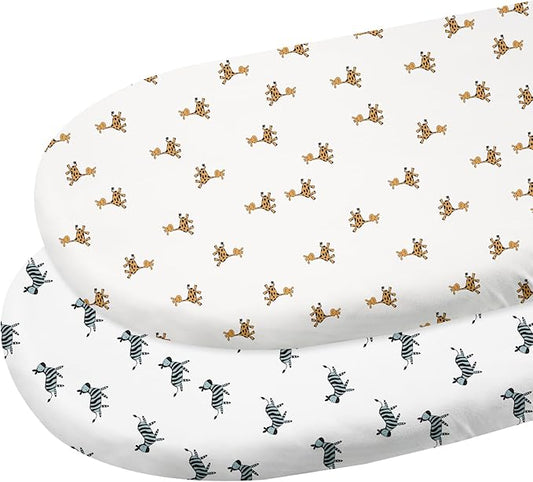 Gllquen Baby Bassinet Sheets 2 Pack, 100% Organic Cotton Bassinet Fitted Sheets for Girls Boys, Soft & Breathable Unisex Baby Mattress Sheet for Standard Bassinets 33"x17"(Yellow)