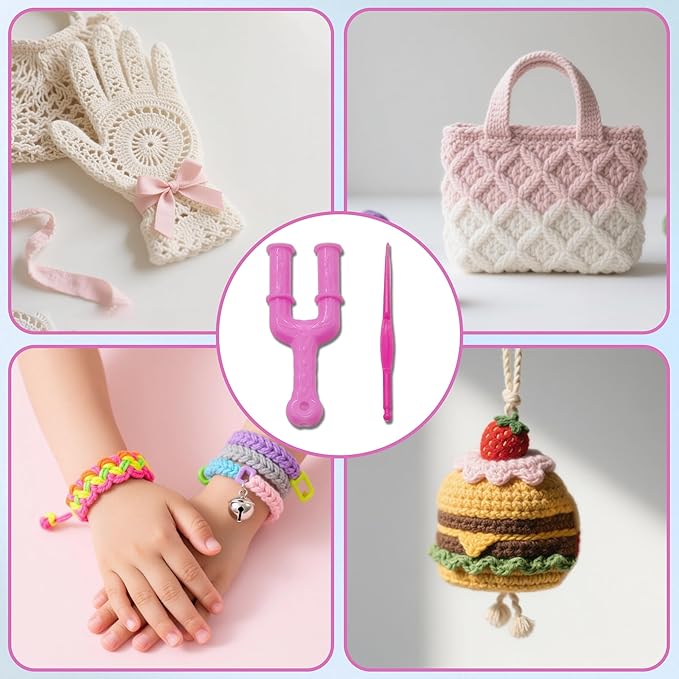 Ymcafm obracelet Making kit 10PCS Acrylic Model Y Slingshot + 1pcs Loom Rubber Bands Set - DIY Bracelet Making Kit with Plastic Jewelry Connectors for Necklace & Craft Projects