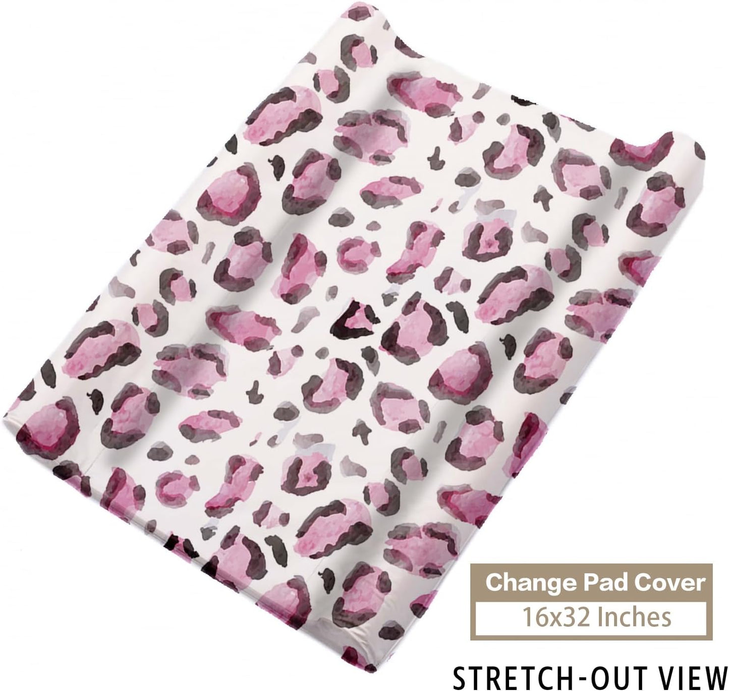 Custom Name Crib Bedding Set - Pink Leopard Theme, Personalized Nursery Bedding 3-Piece Set– Soft Blanket, Fitted Sheet, Changing Pad Cover – for Newborns Girls Nursery Gifts