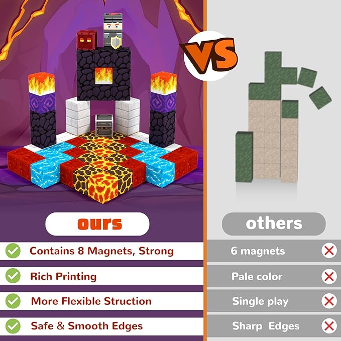 Magnetic Blocks-100PCS Magnetic Building Blocks, Magnet Toys Kids Build Cubes, Upgraded Sensroy Toys & Games, Christmas Birthday Gifts for Boys & Girls Ages 3+