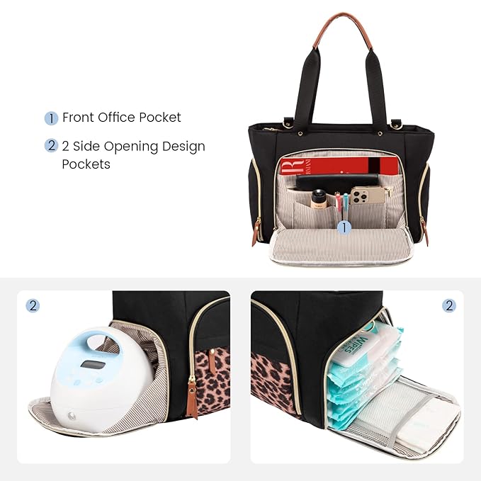 LOVEVOOK Breast Pump Bag & Diaper Tote - 3Pc Set for Breastfeeding Moms - Laptop Pocket, Cooler & Changing Pad - Fits Most Pumps