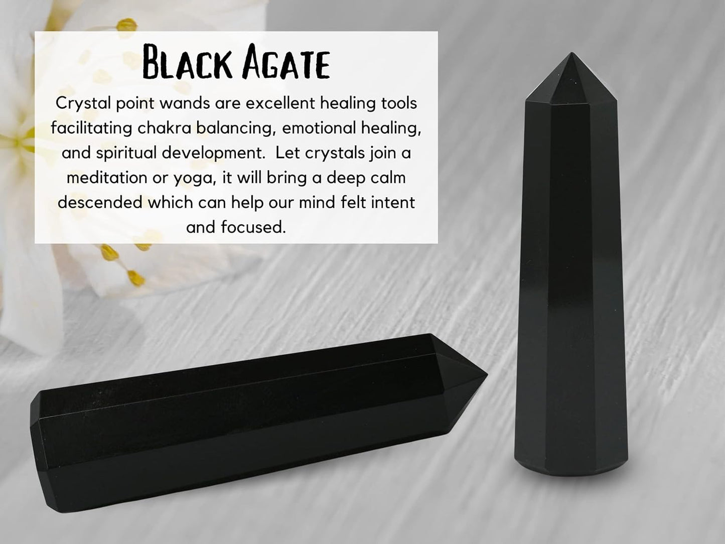 Amazing Gemstone Black Agate Crystal Towers, Natural Healing Crystal Point Obelisk for Reiki Healing and Crystal Grid (2" to 3" Inch)