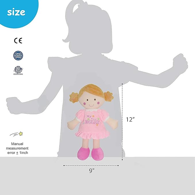 June Garden 12" My First Doll Kaitlyn - Soft Plush Baby Doll - Pink Outfit