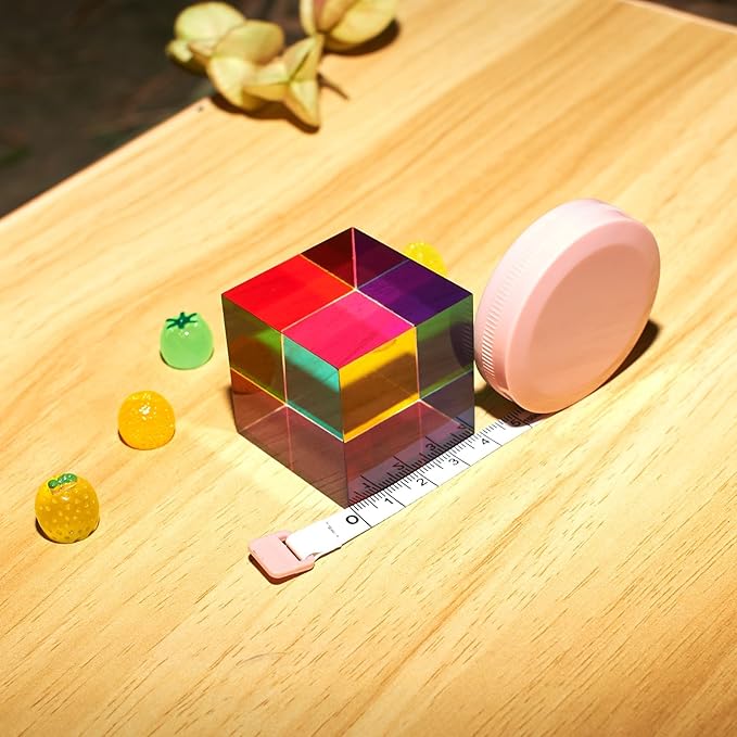 CMY Color Cube, 40mm (1.6 inch) Mixing Colorful Acrylic Prism, Physics Toy and Desktop Decor, Educational Toys Gift for Kids, 4cm