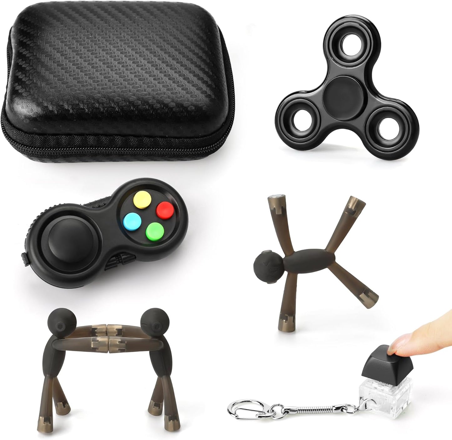 Kids Fidget Toys, Adults Fidgets for Anxiety and Stress, Treasure Box Toys for Classroom, Goodie Bags Fillers, Carnival Prize for Kids 3-5 (Black)