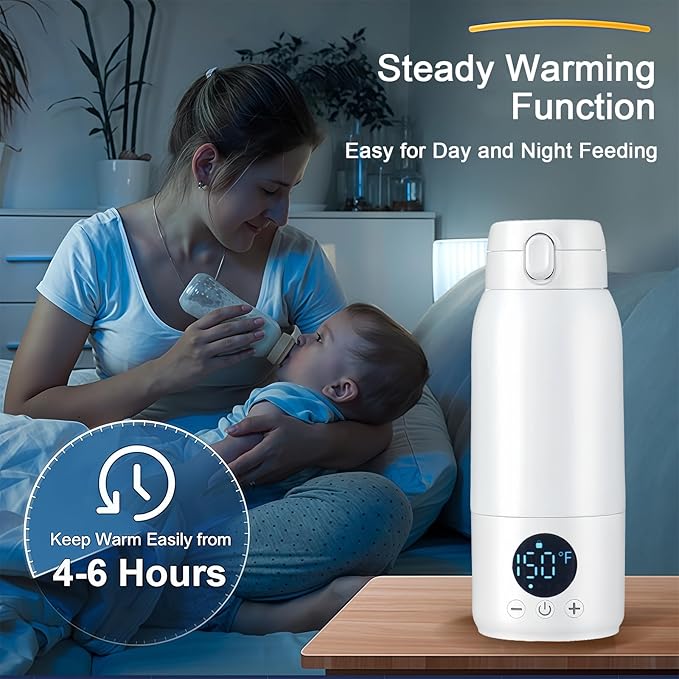 Portable Bottle Warmer for Travel–17oz Large Capacity,30W Fast Charging,Fast Heating for Breast Milk,Formula&Water–Travel Bottle Warmer for Baby,Perfect for Outdoor,Car& On-The-Go Use