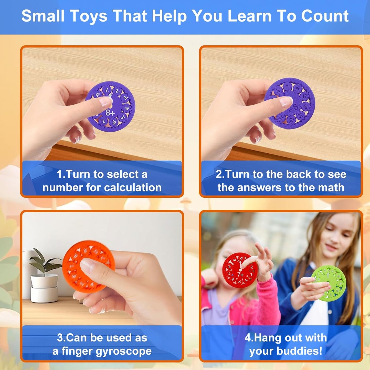 18 Pcs Math Fidget Spinners Toy for Kids, Perfect for Learning Add Subtract Multiplication Division with The Math Spinners, 3D Printing Math Fact Fidget Spinners Prize Toys for Kids Classroom (18pcs)