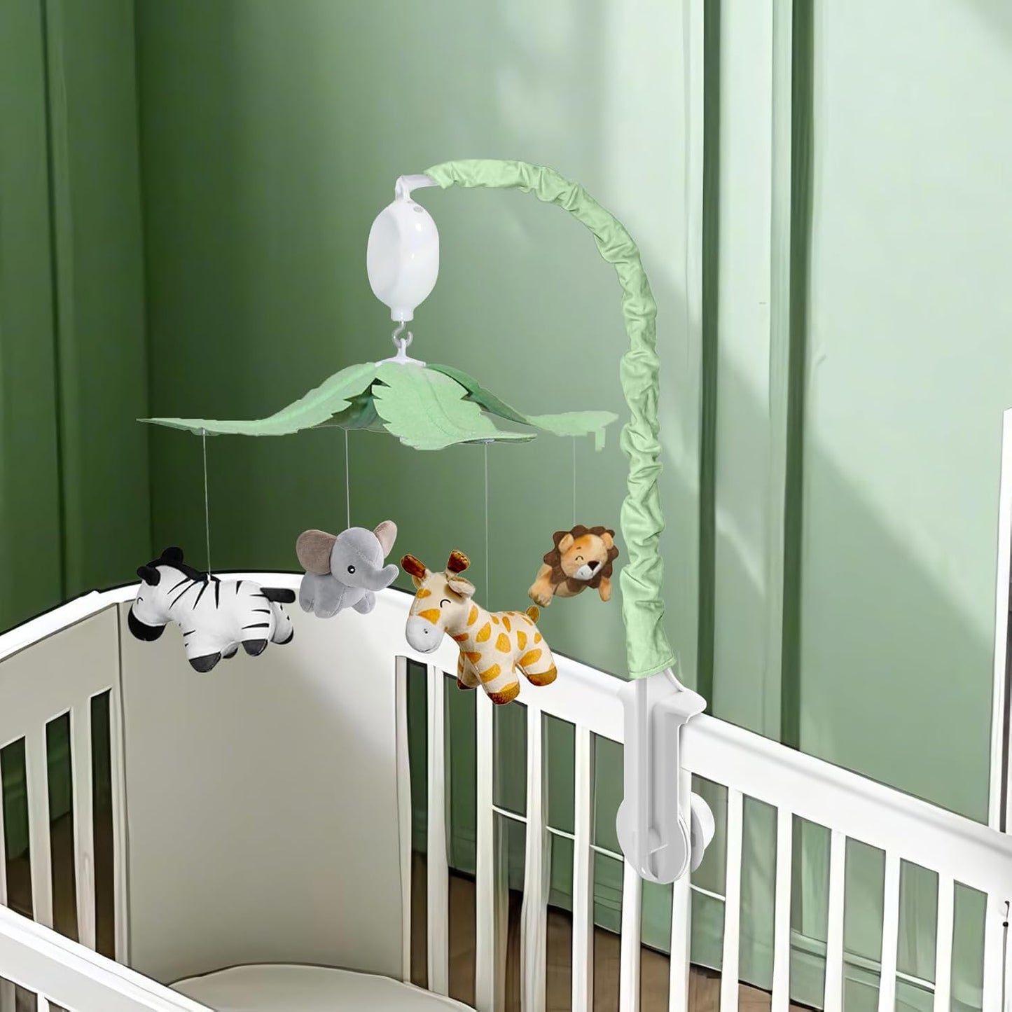 Feisike Jungle Safari Baby Crib Mobile with 35 Soothing Lullabies & 3 Modes - Adjustable Nursery Mobiles for Boys & Girls, Animal-Themed Nursery Decor Musical Mobile for Crib or Bassinet