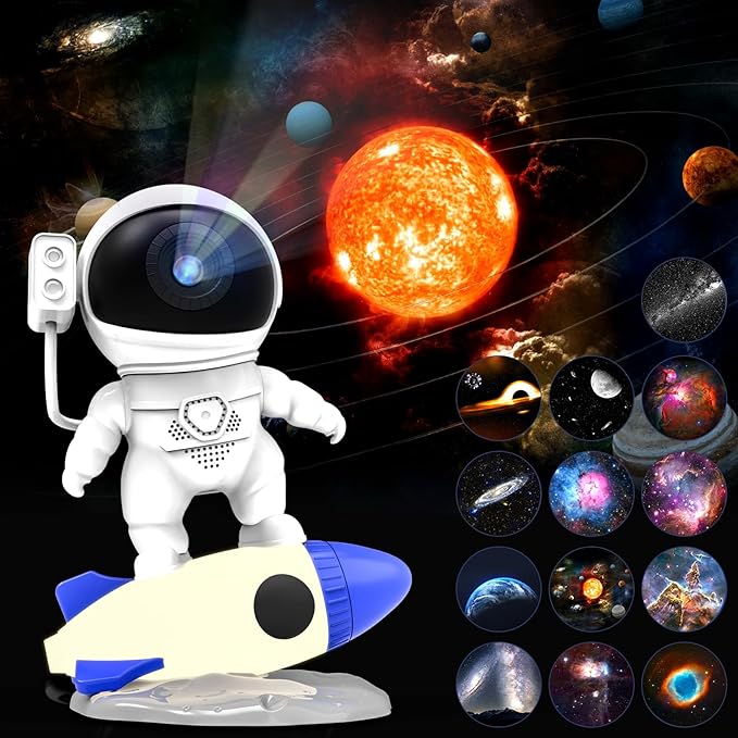 Star Projector, Astronaut Galaxy Projector for Bedroom, 13 in 1 HD Planetarium Projector, 360°Rotating Galaxy Light 9 Colors Night Lights Party Room Decor