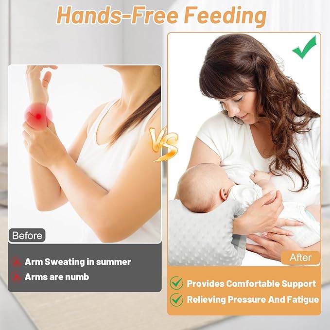 KAKIBLIN Baby Feeding Arm Pillow,Baby Nursing Arm Breastfeeding Pillows Support for Newborn Mom and Babies,Portable and Washable,Ergonomic Nursing Essentials, Travel Pillows for Newborn (Light Gray)