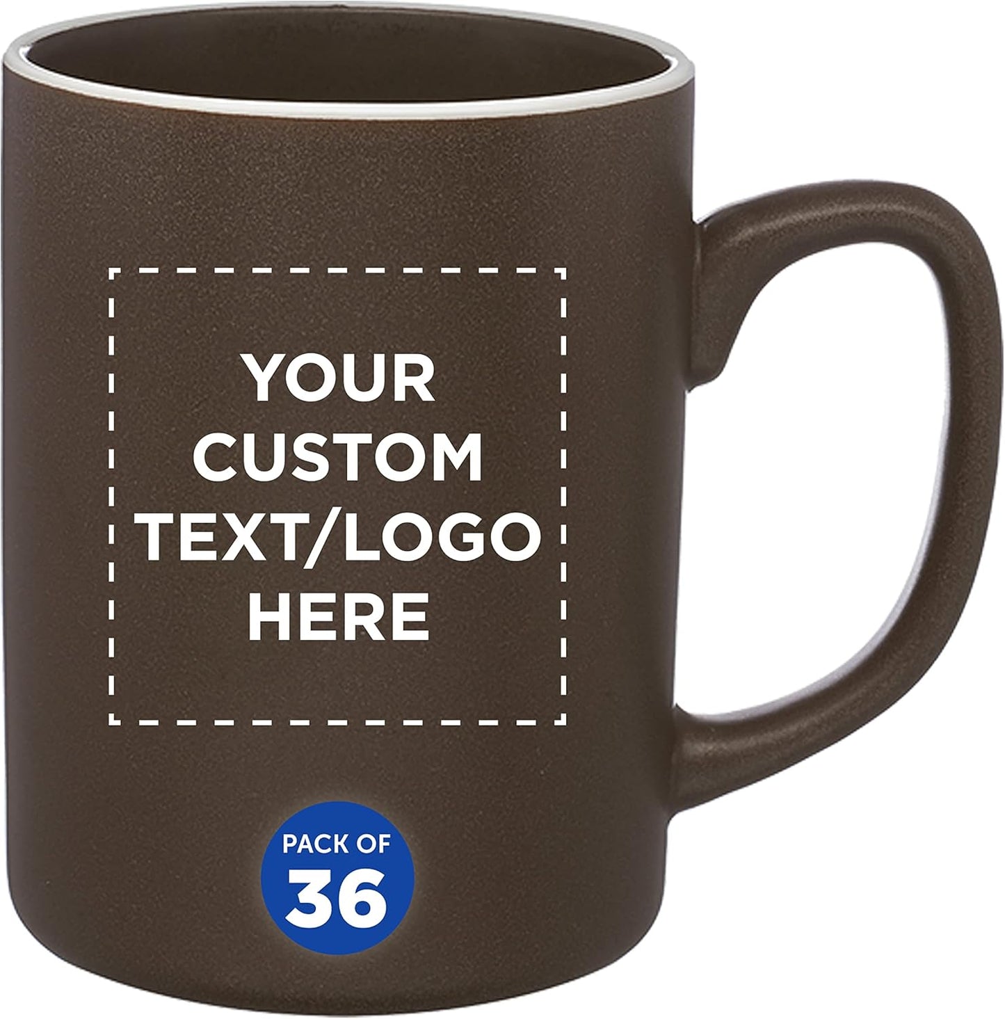 Custom El Grande Matte Ceramic Mugs 20 oz. Set of 36, Personalized Bulk Pack - Perfect for Tea, Espresso, Cappuccino, Hot Cocoa - Dark Brown