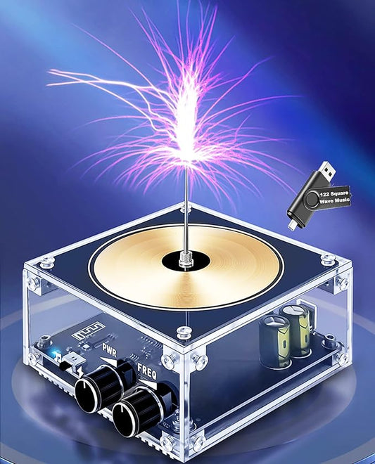 10 Cm Solid State Bluetooth Musical Tesla Coil Touchable Artificial Lightning Spark Gap Arc Generator Desktop Toy Arc Plasma Electric Power Wireless Transmission Science Teaching Experiment Model