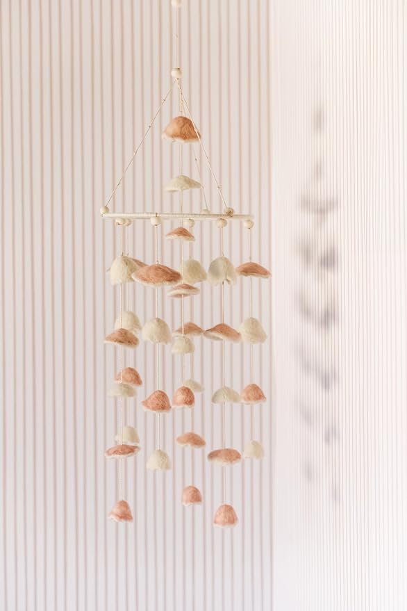 Pehr Classic Wool Felt Mobile, Floret | Handmade Nursery Décor | Includes Gift Box | Ethical & Enchanting | 28” x 9”
